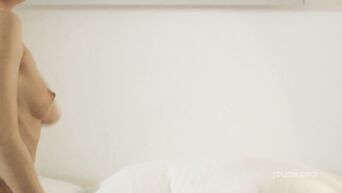 Beautiful sex on a big bed with a beautiful blonde