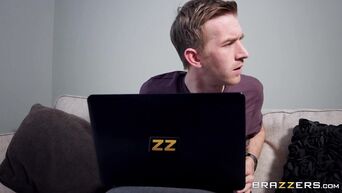 Seductive young brunette fucks and sucks
