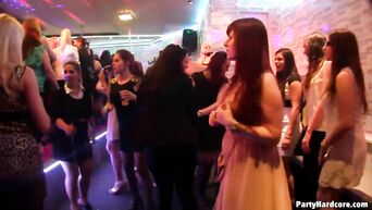Strangers strong penis fucked drunk sluts at a noisy party in a nightclub