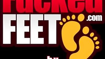 The agent at the casting licked the blonde legs, and she masturbated his cock with his feet
