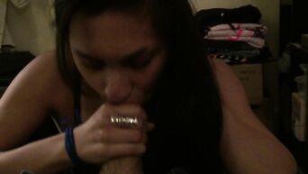 Blowjob big cock with young brunette lips