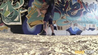 Fake cop fucked dirty slut in pussy under the bridge