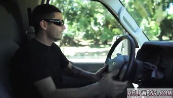 Blow job and sex with teen brunette in the car