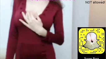 Teen beauty in a chic dress seduces