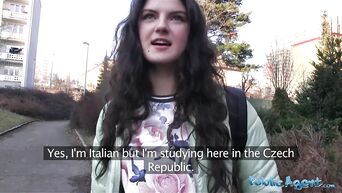 Sex and blowjob with young teen brunette
