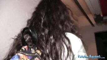 Sex and blowjob with young teen brunette
