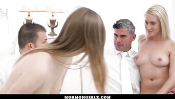 The man invited two whores and visually showed his son how to fuck the girls