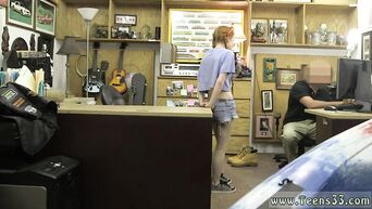Red-haired teenager with pigtails does blowjob