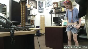 Red-haired teenager with pigtails does blowjob
