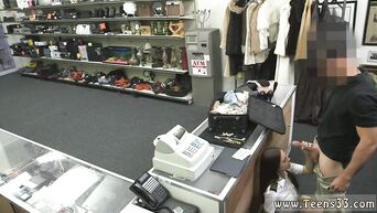 Extreme blowjob in the shop behind the showcase