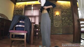 The stranger fucked the pussy of an Arabian waitress in a cafe