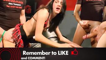 Gangbang with a red-haired whore and a brunette nymphomaniac