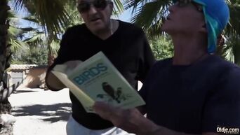 Hot sex with old man on the nature