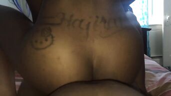 The dark-skinned milf sucks a big black cock before fucking