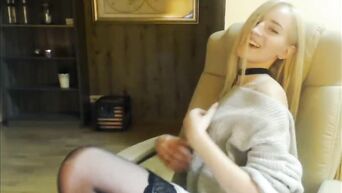 Take off your stockings, beautiful blonde