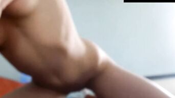 A girl with natural tits masturbates to a webcam for her boyfriend