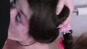 The rapist in the mask inclined the young girl to blowjob in the bathroom