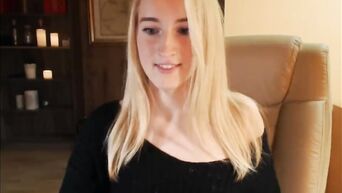 Blonde has fun and masturbates