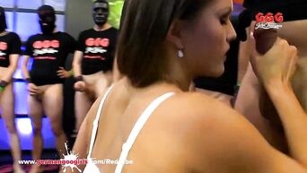 Goddess of gangbang Barbara Bieber in action