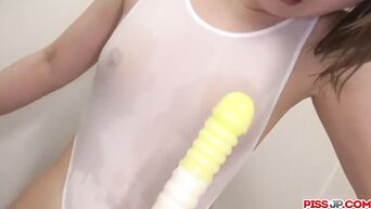 Stimulation of breast and masturbation for Asian cutie