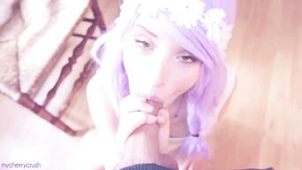 Sex in kitchen with purple hair beauty