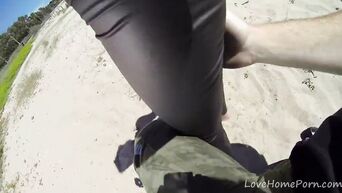 Ugly slut gets anal fuck in nature