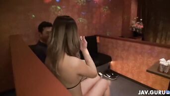 Slender Asian stripper satisfies customers in bar