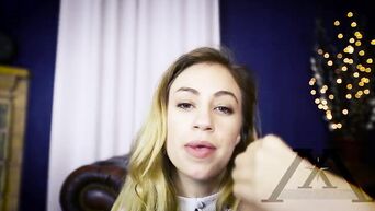 Glam blonde with hairy cunt