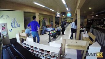 European girl fucking at bowling club for money