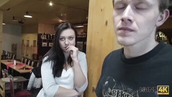 European girl fucking at bowling club for money