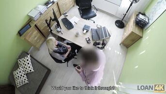 Blonde gets fucked on desk to get job