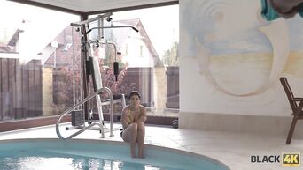 Mature ebony fucks young Japanese slut
