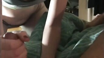 Amateur masturbation with licking testicles