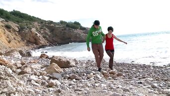 Hard fucking on beach with dirty whore