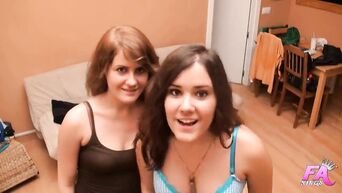 Two Spanish girls share one dick