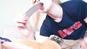 Deepthroat dildo and anal masturbation