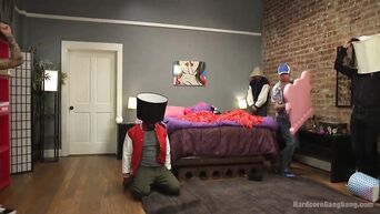 Gangbang and double penetration for hot cheerleader