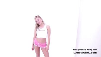 Cheerful girl came to American sex casting