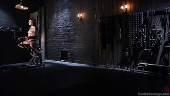 Ultra tattooed brunette Leigh Raven gets BDSM masturbation