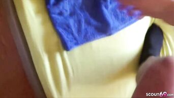 German chick in high heels masturbates, fucks and cums