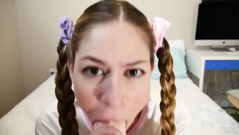 Blowjob lesson from bitch with pigtails Ashley Alban