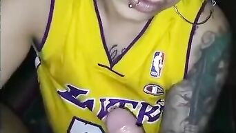 Female drug addict smokes marijuana and sucks penis