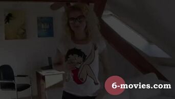 Teacher in stockings masturbates at home
