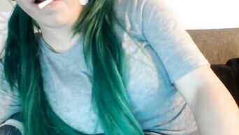 Busty web model cums in pants