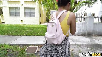 Dumb student fucked in the bus