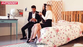 Couple fucks Russian lonely girl
