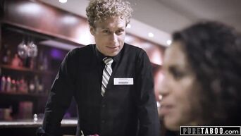 Latina gets cum in pussy from waiter
