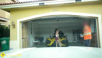Garage slut gets fucked for cash