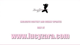 Leather Bitch british blonde slut Lucy Zara finger fucking her juicy pussy
