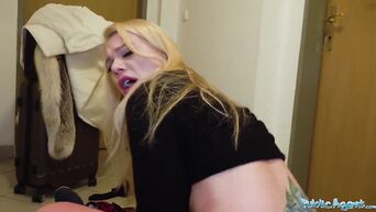 Public Agent Sexy blondes tight shaven pussy filled with cum